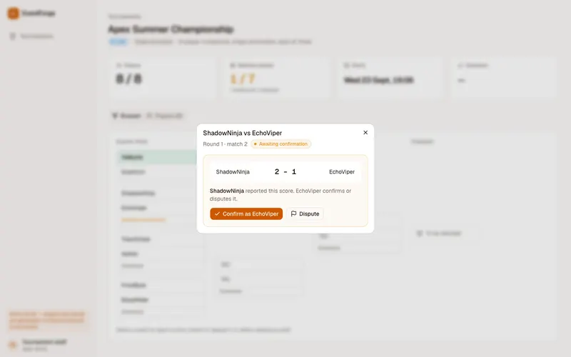 Match with reported score awaiting confirmation