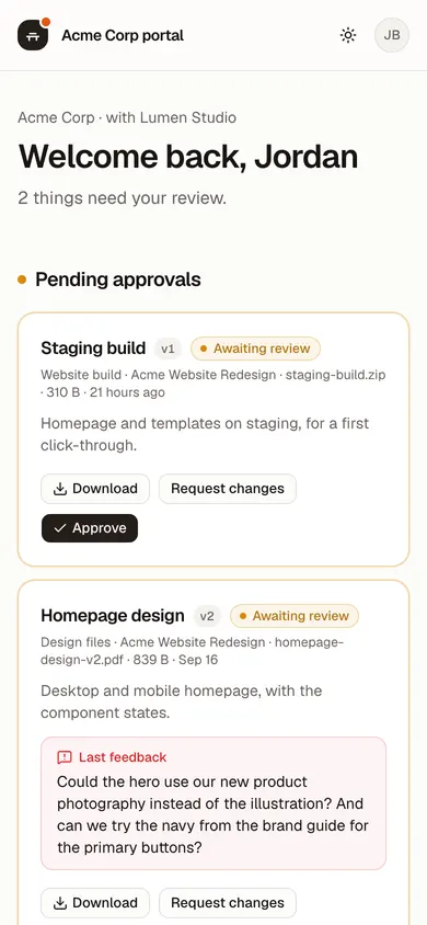 Client portal on a phone